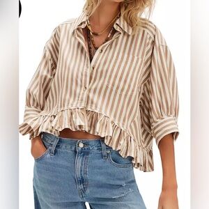 NWT New Free People
Women's Bailey Striped Shirt Size S